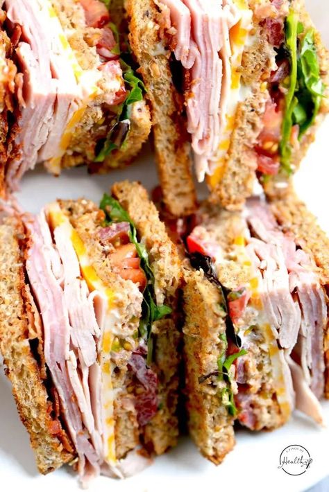 Sandwich Turkey, Resep Sandwich, Club Sandwich Recipes, Best Sandwich Recipes, Turkey Ham, Colby Jack, Colby Jack Cheese, Club Sandwich, Delicious Sandwiches