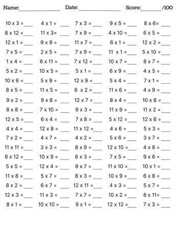 10 Printable Single-Digit Multiplication Worksheets with Fill-in-the-Blanks (1-12) | Math Drills wit Preschool Welcome Letter, Christmas Multiplication Worksheets, Multiplication Practice Worksheets, Math Worksheets For Kids, Kids Numbers, Printable Multiplication Worksheets, Multiplication Facts Worksheets, Mazes For Kids Printable, Integers Worksheet