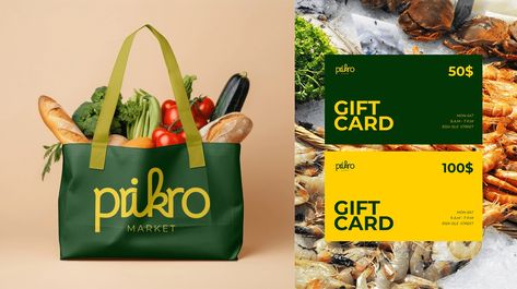 Prikro Market :: Behance Supermarket Branding, Healthy Food Packaging, Handwritten Logo Design, Happy Dussehra Wishes, Handwritten Logo, Simple Artwork, Food Branding, Business Website Design, Branding Design Packaging