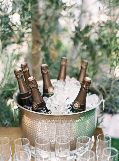 Bar Backyard, Elegant Backyard, Wedding Drink Station, Drink Bucket, Bubbly Bar, Chic Vintage Brides, Wedding Champagne, Champagne Bucket, Champagne Party