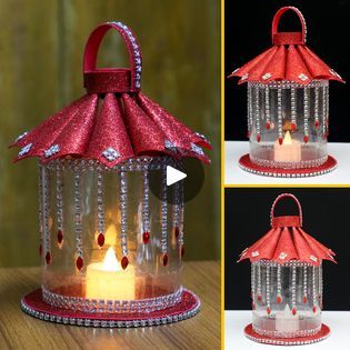 Christmas Lantern Decor Ideas Diy, Lantern Making For Kids Diy Crafts, Showpiece Diy, Handmade Showpiece, Christmas Lantern Decor Ideas, Foam Christmas Ornaments, Lantern Christmas Decor, Handmade Lanterns, Ribbon Crafts Diy