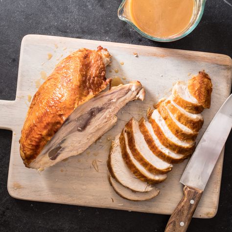 A perfectly cooked, crispy-skinned turkey breast can be just the ticket for a smaller holiday gathering—particularly if it comes with gravy. Turkey Breast With Gravy, Test Kitchen Recipes, Donut Toppings, Turkey Breast Recipe, Whole Turkey, Roast Turkey Breast, America's Test Kitchen Recipes, America's Test Kitchen, Cooks Illustrated