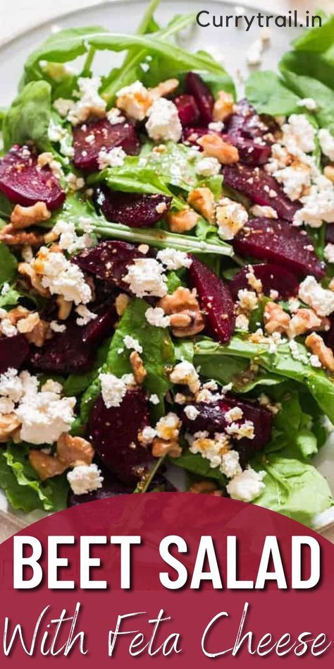 beet feta cheese arugula salad in plate Beetroot And Feta Salad, Beet Salad With Feta, Cottage Recipes, Salad With Feta Cheese, Feta Salad Recipe, Beetroot Recipes, Beet Salad Recipes, Feta Cheese Salad, Salad With Feta