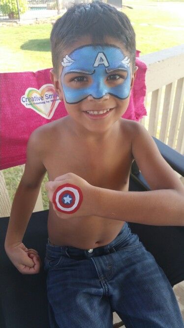 Captain America Captain America Face Paint, Party Tricks, Painting Kids, Face Painting Easy, Kids Face Paint, Face Paintings, Party Hacks, Costume Parties, Small Boy