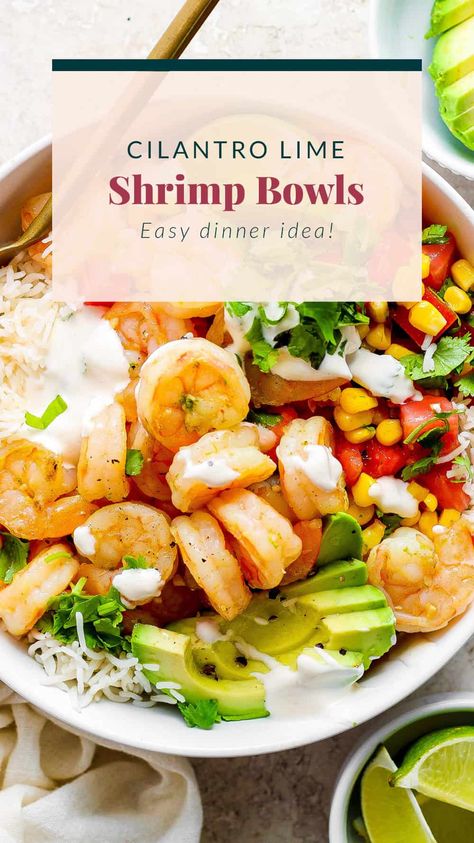 Cilantro Lime Shrimp Bowls - Fit Foodie Finds Mexican Shrimp Bowl Recipe, Mexican Shrimp Bowl, Chipotle Lime Shrimp Bowls, Tex Mex Shrimp Bowl, Lime Shrimp Bowl, Cilantro Lime Shrimp Bowl, Fiesta Lime Shrimp Bowl, Grilled Shrimp Bowls Cilantro Lime Rice, Shrimp Bowls