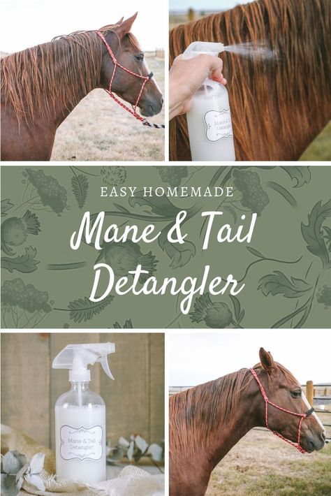 This homemade mane and tail detangler recipe will leave your horses hair silky and smooth. It's similar to Show Sheen sprays, but you can make it yourself! The Prairie Homestead, Prairie Homestead, Diy Horse Barn, Horse Braiding, Fly Spray, Horse Care Tips, Horse Mane, Horse Tail, Hair Silky