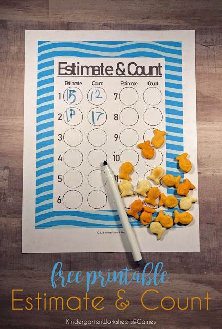 FREE Goldfish Estimating Numbers - this is such a fun free printable math activity for preschool and kindergarten age kids to practice how to estimate #estimation #goldfish #counting #preschool #kindergarten #firstgrade #free #freeprintable #kindergartenmath Math Activity For Preschool, Estimation Activities, Counting Preschool, Activity For Kindergarten, Number Combinations, Activity For Preschool, Education Games, Goldfish Crackers, Homeschooling Ideas