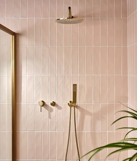 Pink Tile Bathroom Ideas, Zellige Tile Bathroom, Pink Tile Bathroom, Pink Bathroom Tiles, Ceramic Rose, Master P, Deco Rose, Chicken Dip, Pink Tiles