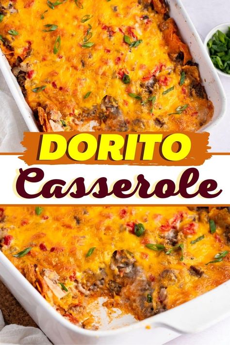 This Dorito casserole belongs in your weekly meal rotation! It features ground beef, tomatoes, cheese, and plenty of Dorito crunch! Dorito Casserole Hamburger Ground Beef, Dorito Casserole Hamburger, Easy Dorito Casserole, Cheesey Recipes, Mexican Beef Casserole, Casseroles Chicken, Hamburger Casseroles, Mexican Casseroles, Doritos Casserole