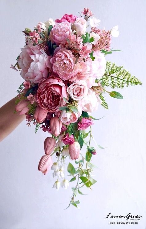 Cascading Bridal Bouquets, Silk Bridal Bouquet, Cascading Wedding Bouquets, Peony Bouquet Wedding, Bridal Bouquet Pink, Bridal Bouquet Flowers, Brides Bouquet, Peony Wedding, Cascade Bouquet