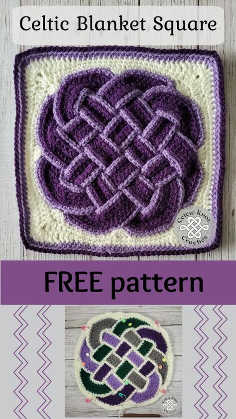 Celtic Blanket Square - Celtic Knot Crochet Celtic Knot Crochet, Granny Square Pattern Free, Knot Blanket, Irish Crochet Patterns, Basic Stitches, Crochet Motif Patterns, Celtic Patterns, Medium Weight Yarn, Crochet Blocks