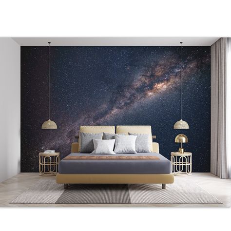 Planet Nursery, Galaxy Bedroom, Kindergarten Wallpaper, Space Themed Bedroom, Star Galaxy, Nursery Wall Murals, Toddler Bedroom, Nursery Mural, Galaxy Background