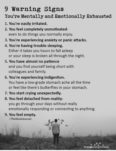 Are you mentally and emotionally exhausted? Mental And Emotional Health, Psychology Facts, Mental Health Matters, Health Matters, Warning Signs, Health Awareness, Mental Health Awareness, Emotional Health, A Sign