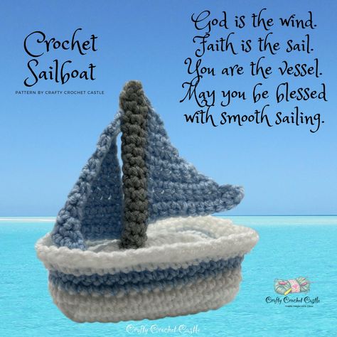 Boat Crochet, Crochet Sailboat, Crochet Boat, Nautical Crochet, Sailboat Craft, Sailing Theme, Crochet Nursery Decor, Yarn Project, Crochet Nursery