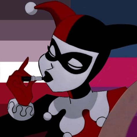 Harley quinn icon with the misandrist flag and the evil bisexual flag in the background Quin Harley, Batman Tas, Harley Quinzel, Joker Cartoon, Leona League Of Legends, Harleen Quinzel, Harley Quinn Artwork, Harley Quinn Comic, Dc Icons