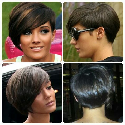 Front, sides & back views of short hair Back Images Of Short Hair, Frankie Sanford Hair, Long Front Short Back Haircut, Frankie Sandford Hair, Assymetrical Hair, Edgy Short Haircuts, Hair Front, Frankie Sandford, Front Hair