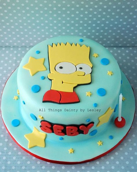 Bart Simpson Birthday Cake Simpson Cake Ideas, Bart Simpson Birthday, Bart Simpson Cake, Simpsons Cake, Simpsons Party, 50th Birthday Cake, First Birthday Cake, Lil Boy, The Simpson