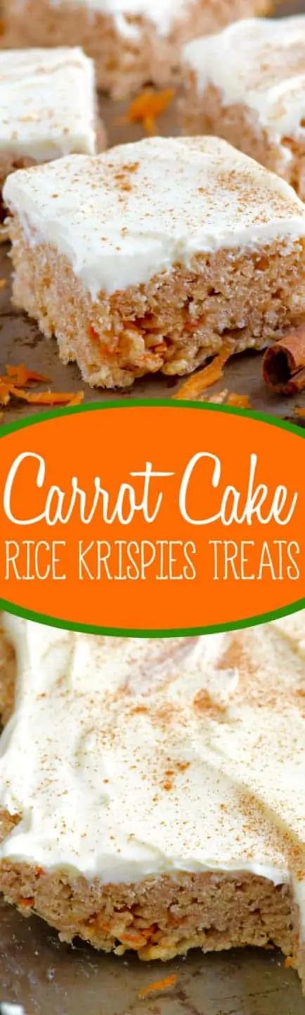 These Carrot Cake Rice Krispies® Treats are an absolutely amazing twist on your favorite easy treat! Rice Treats, Cake Carrot, Krispie Treats Recipe, Rice Krispies Treats, Comidas Fitness, Easy Treat, Marshmallow Treats, Krispies Treats, Cereal Treats