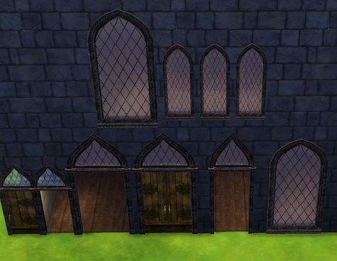 Sims 4 CC's - The Best: Gothic Windows and Doors by EleanorsSimsCCHauntedM... Sims 4 Cc Goth Windows, Sims 4 Gothic Windows, Sims 4 Windows Cc, Sims 4 Cc Goth, Sims Medieval, Gothic Windows, Sims House Design, Witch House, Sims 4 Cc Furniture