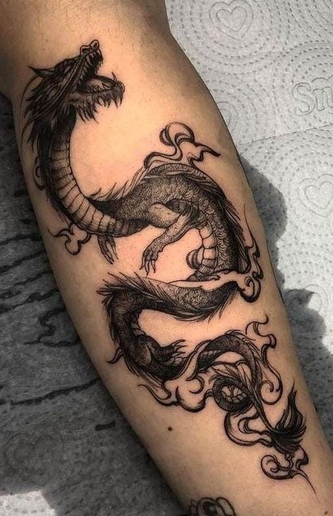 Dragon Tattoo Forearm, Dragon Tattoo Arm, Dragon Tattoos For Men, Small Dragon Tattoos, Bookish Tattoos, Tattoo Meanings, Dragon Sleeve Tattoos, Dragon Tattoo For Women, Dragon Tattoos