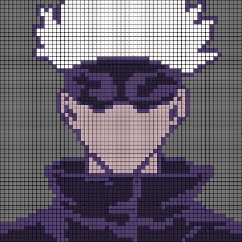 Gojo Anime, Anime Face, Pixel Art Grid, Tapestry Crochet Patterns, Minecraft Pixel Art, Face Characters, Pixel Pattern, Pixel Art Pattern, Alpha Pattern