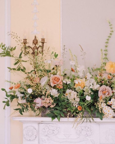 Mantle Flowers, Fairytale Aesthetic, Summer Mantle, British Flowers, Flower Fashion, Spears, Devon, Floral Wedding, Floral Arrangements