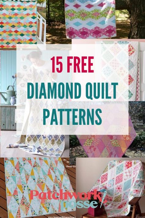 Diamond Log Cabin Quilt Pattern Free, Diamond Quilt Patterns, Diamond Quilts, Quilts To Make, Antique Quilts Patterns, Diamond Template, Hexagon Quilt Pattern, Lap Quilt Patterns, I Spy Quilt