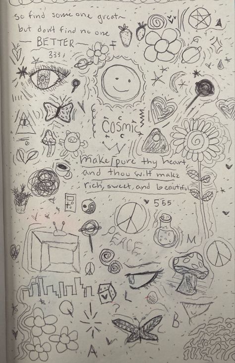 Cute Doodle Collage, Sketchy Aesthetic, Doodle Collage, Artists Block, Doodle Journal, Little Doodles, Journal Art, Cute Doodles, Art Sketchbook