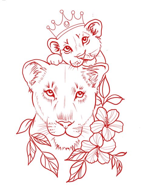 Mama Tattoos, Ears Tattoo, Female Lion Tattoo, Baby Tattoo Designs, Lioness Tattoo, Lion Tattoo Sleeves, Reaper Tattoo, Mom Tattoo Designs, Mommy Tattoos