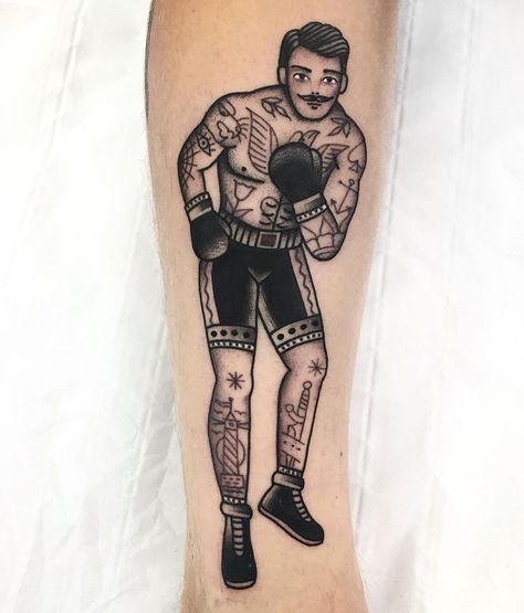 Traditional Boxer Tattoo, Boxer Tattoo, Boxing Tattoos, Traditional Flash, Greek Tattoos, B Tattoo, American Traditional Tattoo, Old School Tattoo, Blackwork Tattoo