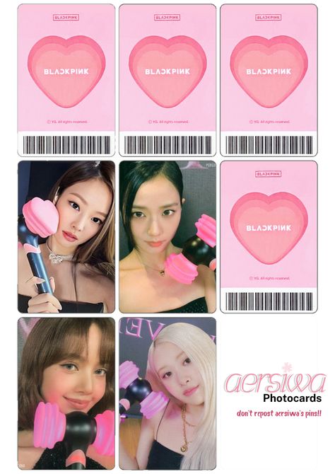 Printable Photocards, Cute Business Cards, Kpop Diy, Lomo Card, Printables Freebies, Aesthetic Room, Photo Cards, Black Pink, Paper Crafts