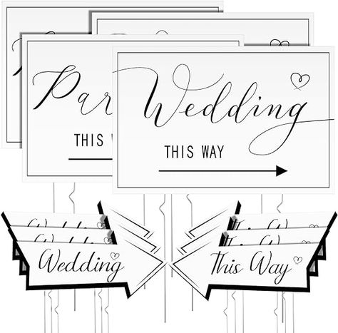 Amazon.com : Wenqik 10 Pcs Wedding This Way Directional Parking Signs Include 4 Square and 6 Arrow Shaped Wedding Parking Sign Road Signs with Stakes, Large Double Sided Wedding Directional Sign for Lawn Yard : Patio, Lawn & Garden Reception This Way Sign, Wedding Parking, Pallet Wedding Signs, Wedding Direction Signs, Sign Road, Wedding Directions, Pallet Wedding, Parking Sign, Wedding Reception Signs