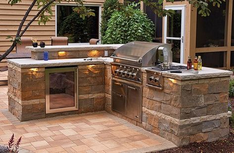 Freestanding Wall, Concrete Block Walls, Outdoor Grill Station, Outdoor Cooking Area, Outdoor Kitchen Decor, Outdoor Kitchen Plans, Backyard Grilling, Outdoor Kitchen Island, Backyard Kitchen