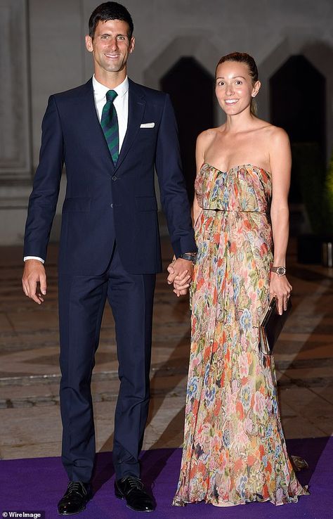 Novak Djokovic and wife Jelena attend the Wimbledon Champions Dinner at The Guildhall on July 12, 2015 in London Jelena Djokovic, Wimbledon Final, Tennis Champion, Going To University, Venus Williams, Nail Biting, July 12, Wimbledon, Ecuador