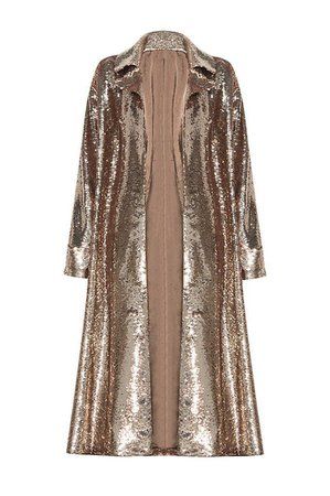 gold cardigan | ShopLook Sequin Coats, Long Outerwear, Celebrity Inspired Dresses, Look Jean, Dress Weights, Hadid Style, Jackets Women, Women Overcoat, Clubwear Dresses