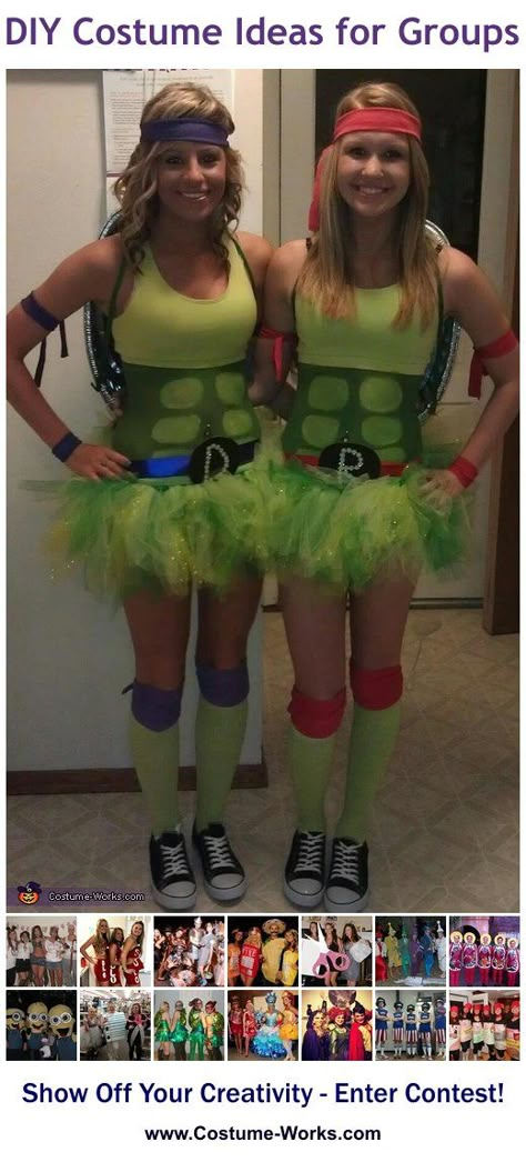 Ninja Turtles! DIY Halloween Costume Ideas Ninja Turtles Costume, Turtle Costumes, Costume Works, Diy Kostüm, Diy Halloween Costume, Homemade Costumes, Halloween Costume Contest, Group Costumes, Fantasias Halloween