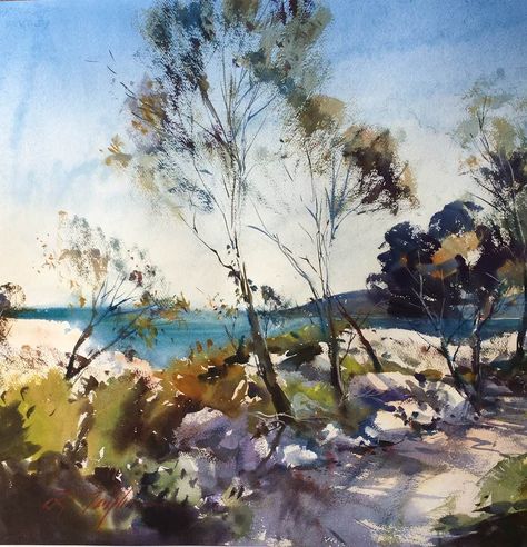 David Taylor, City Gallery, Art Society, Power Of Nature, Island Art, Watercolor Painting Techniques, Abstract Art Landscape, Australian Art, Sketch Painting