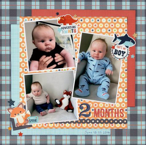 Scrapbook Baby Book Ideas, Toddler Scrapbook, Baby Boy Scrapbook Layouts, Boy Scrapbook Layouts, Baby Scrapbook Album, Beautiful Scrapbook Layouts, Baby Scrapbook Pages, Scrapbooking Layouts Baby