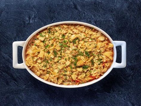 Seafood Casserole Recipe | Ree Drummond | Food Network Pioneer Woman Seafood Casserole With Potato Chips, Pioneer Woman Seafood Casserole, Ree Drummond Seafood Casserole, Seafood Casserole Pioneer Woman, Shrimp Snacks, Comforting Casseroles, Seafood Casserole Recipes, Shrimp Casserole, Raspberry Whipped Cream