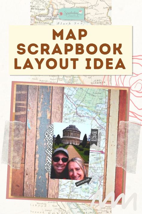 Italy Scrapbook Layouts, Map Scrapbook, Scrapbook Tips, Scrapbooking Layouts Travel, Travel Scrapbook Pages, Map Layout, Road Trip Map, Page Maps, Map Paper