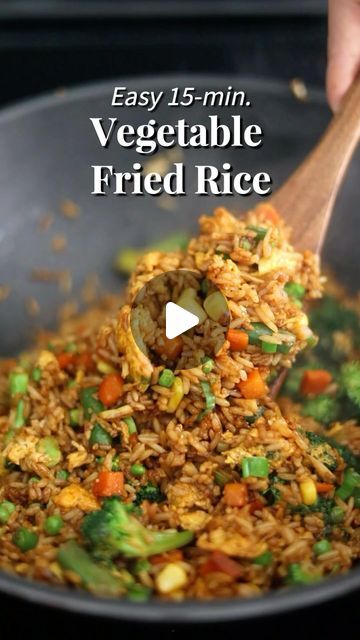 Christie Lai on Instagram: "Vegetable Fried Rice 📝 Recipe at www.christieathome.com (link in my profile). Just search for the dish and click ‘Jump to Recipe’!   Fluffy rice fried with broccoli and mixed vegetables, garlic, green onions with soy sauce and sesame oil. Ready in 15 minutes!  This is such easy and quick rice recipe especially if you have leftover rice in the fridge.   #rice #friedrice #vegetables #easyrecipes #easymeals #chinesefood #asianfood #chineserecipes" How To Make Vegetable Fried Rice, Recipes For Fried Rice, Fried Rice From Leftover Rice, Veggie Stir Fry Rice, Mixed Fried Rice Recipe, Chinese Fried Rice Recipe Vegetarian, Healthy Dinner Indian Recipes, 10 Minute Healthy Meals, Zucchini Fried Rice