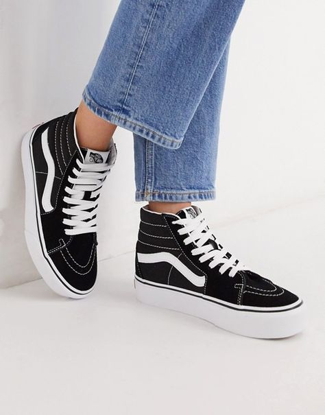 Trendy Converse, Vans Sk8 Hi Platform, Platform Outfit, Mens Accessories Necklace, Vans Sk8 High, Women Platform Sneakers, Vans Hi, Vans Outfit, Vans Sk8 Hi