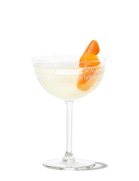 Absolut Mandrin Lady Recipe | Absolut Drinks Absolut Citron, Glass Garnish, Boozy Drinks, Triple Sec, Cocktail Glass, Ice Cubes, Juicing Lemons, Lemon Juice, Juice