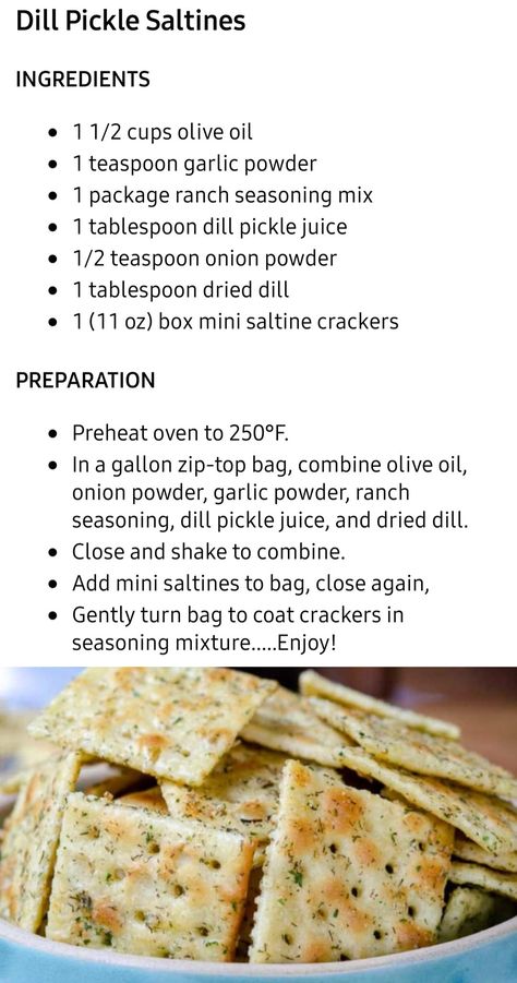 Dill Pickle Saltines, Saltine Cracker Recipes, Homemade Crackers Recipe, Seasoned Crackers, Homemade Crackers, Appetizers Easy Finger Food, Snack Mix Recipes, Summer Corn, Summer Pasta Salad