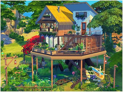 Tree House Bloxburg, Lotes The Sims 4, Tree House Plans, Sims 4 House Plans, Sims 4 House Building, House Bloxburg, Sims 4 House Design, Casas The Sims 4, Sims Building