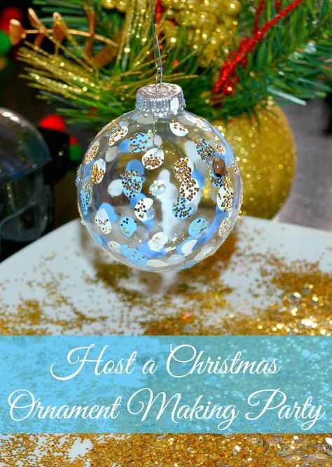 Host a Christmas Ornament Making Party #MyReason #AtHomeStores #ad Make Your Own Ornament Party, Christmas Ornament Making Party, Diy Ornament Party, Ornament Making Party For Adults, Ornament Decorating Party, Christmas Ornament Party Ideas, Ornament Making Party, Christmas Ornament Making, Older Kids Crafts