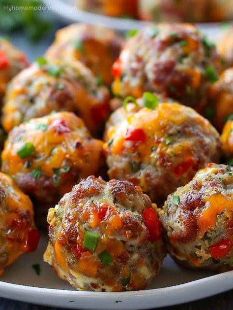 Cheese Sausage Balls, Cream Cheese Sausage, Sausage Appetizers, Cream Cheese Sausage Balls, Cheese Recipes Appetizers, Sausage Balls Recipe, Cheesy Hashbrown Casserole, Appetizer Sandwiches, Spicy Cheese