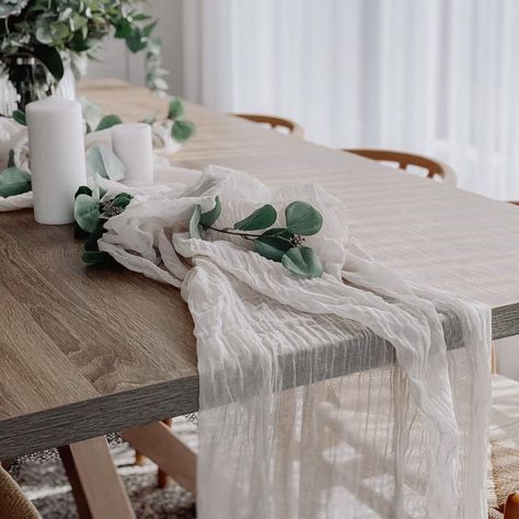 Elegant Farmhouse Decor, Gauze Table Runner, Modern Industrial Decor, Vintage Wedding Party, Flowing Fabric, Popular Decor, Holiday Meal, Organic Decor, Table Runners Wedding