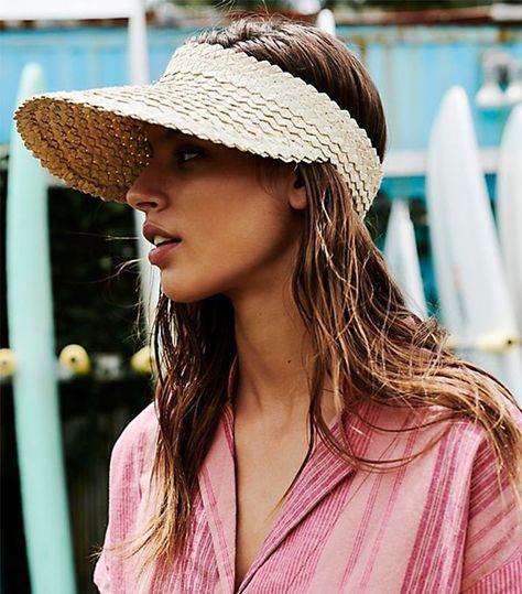 Beachgold Island Hopper Straw Visor Visor Outfit, Straw Hat Diy, Straw Hats Outfit, Visor Hairstyles, Floppy Hat Summer, Summer Visor, Diy Straw, Straw Visor, Womens Visor