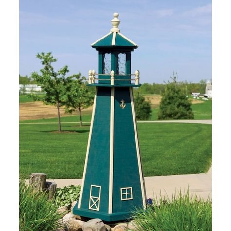 Amish #Wooden Painted #Lighthouse Garden Lighthouse, Marblehead Lighthouse, Lighthouse Crafts, Lighthouse Decor, Hatteras Lighthouse, Cape Hatteras Lighthouse, Cape Hatteras, Electric Light, Fire Island